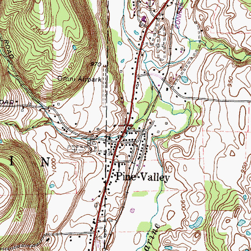 Topographic Map of Pine Valley Post Office, NY