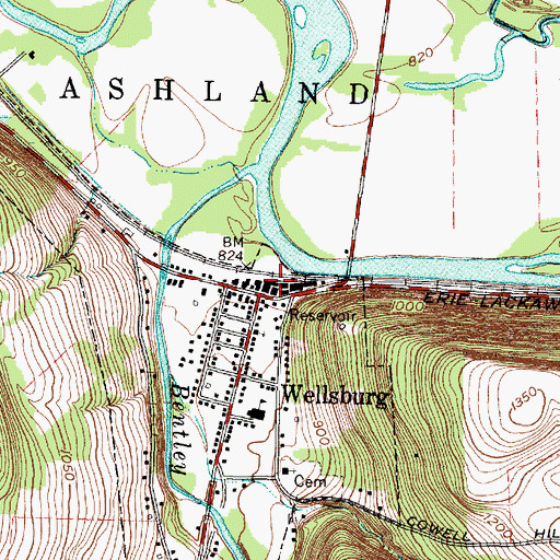 Topographic Map of Wellsburg Post Office, NY