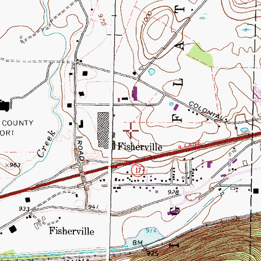 Topographic Map of Arnot Mall Shopping Center, NY