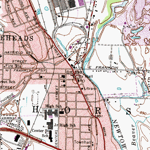 Topographic Map of Horseheads Village Hall, NY