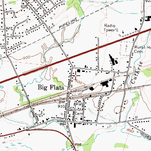 Topographic Map of Big Flats Library, NY