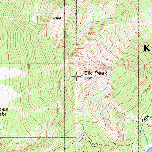 Topographic Map of Elk Peak, CA