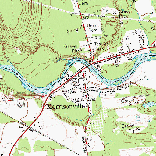 Topographic Map of Morrisonville Post Office, NY