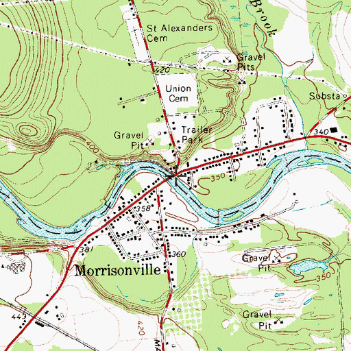 Topographic Map of Saranac River Bridge, NY
