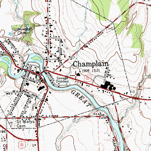 Topographic Map of Champlain Memorial Library, NY
