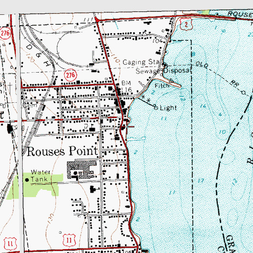 Topographic Map of Rouses Point Village Offices, NY