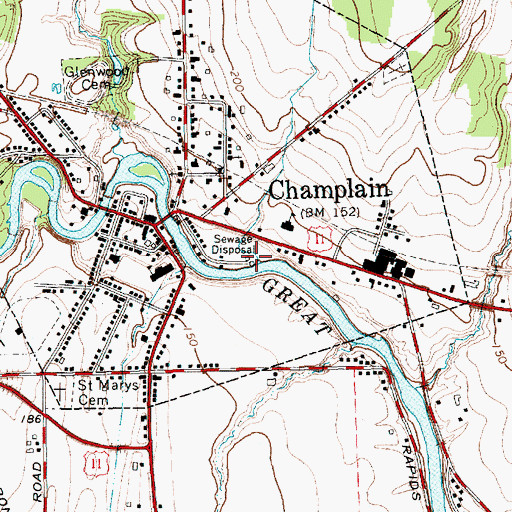 Topographic Map of Champlain Village Wastewater Treatment Plant, NY