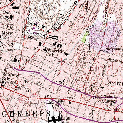 Topographic Map of Poughkeepsie Armory (historical), NY