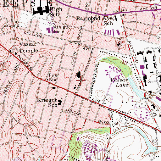 Topographic Map of Bridge Center of Mid - Hudson Valley, NY