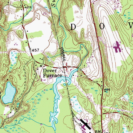 Topographic Map of Dover Furnace Road Bridge, NY