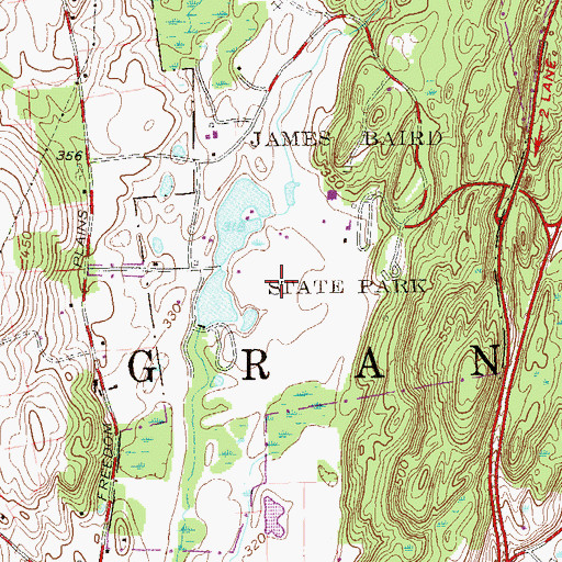 Topographic Map of James Baird State Park Golf Course, NY