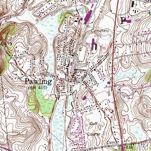 Topographic Map of Village of Pawling Town Hall, NY