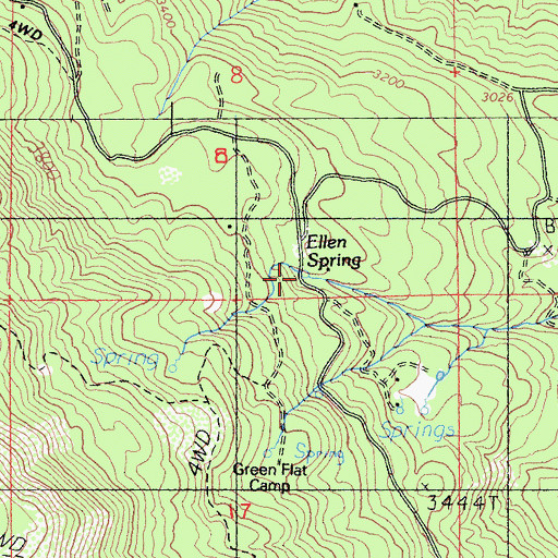 Topographic Map of Ellen Spring, CA