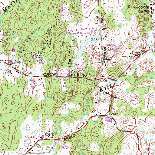 Topographic Map of Kingdom Hall of Jehovahs Witnesses, NY