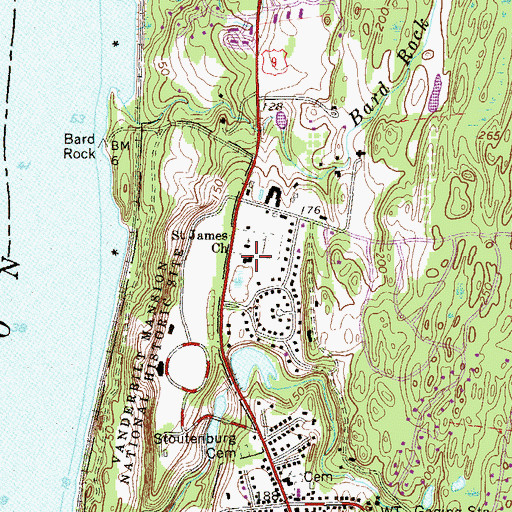 Topographic Map of Hyde Park Reformed Dutch Church, NY