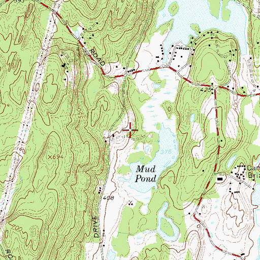 Topographic Map of Interlake Recreational Vehicle Park Campground, NY