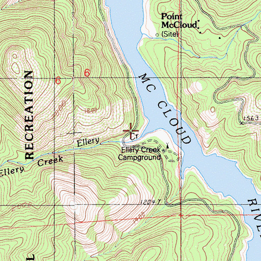 Topographic Map of Ellery Creek, CA
