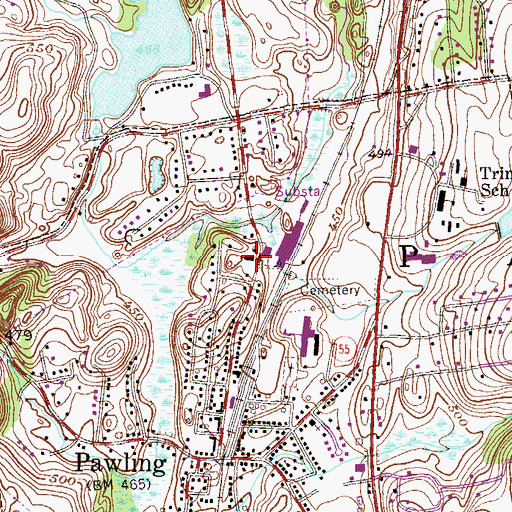 Topographic Map of Pawling Town Hall, NY