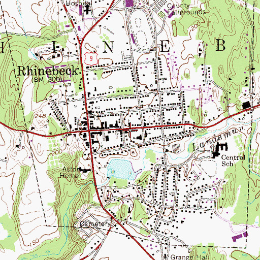 Topographic Map of Rhinebeck Town Hall, NY