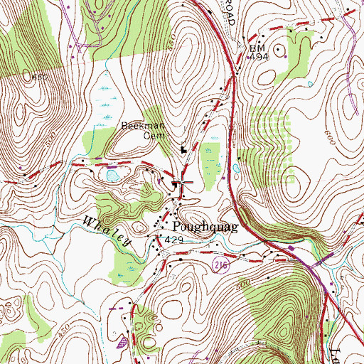Topographic Map of Beekman Town Hall, NY