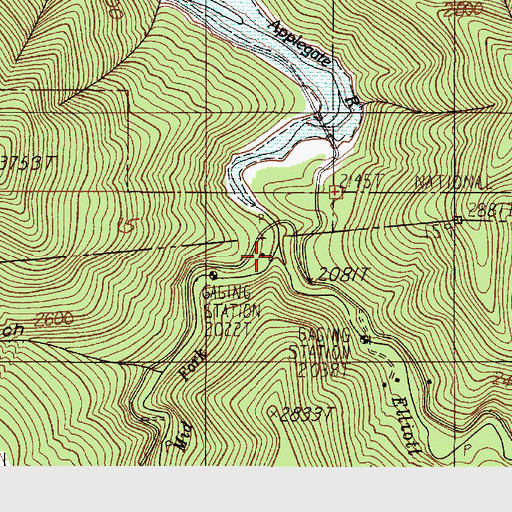 Topographic Map of Elliott Creek, CA