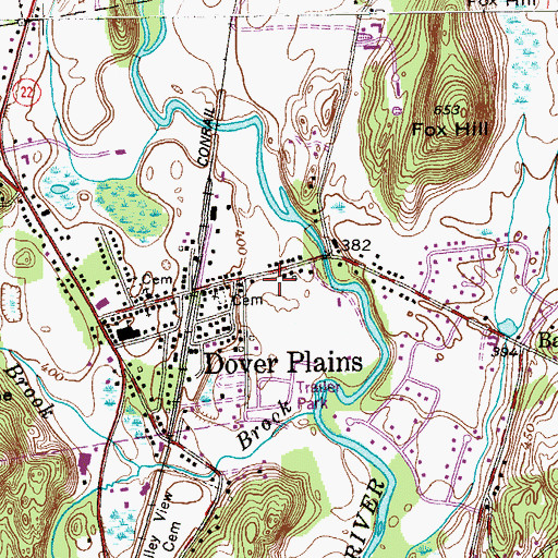 Topographic Map of Powell Mobile Home Park, NY