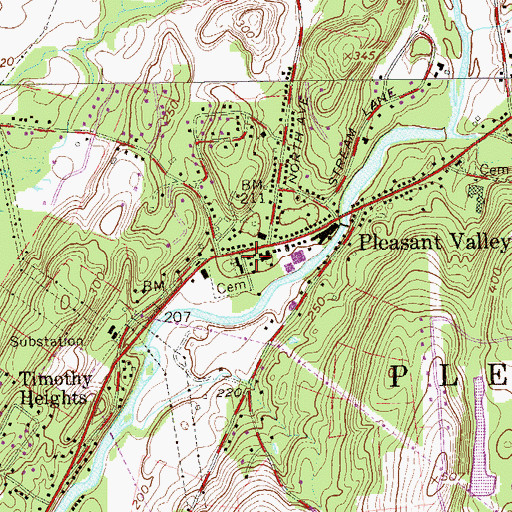 Topographic Map of Pleasant Valley Free Library, NY