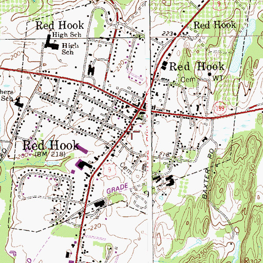 Topographic Map of Red Hook Public Library, NY