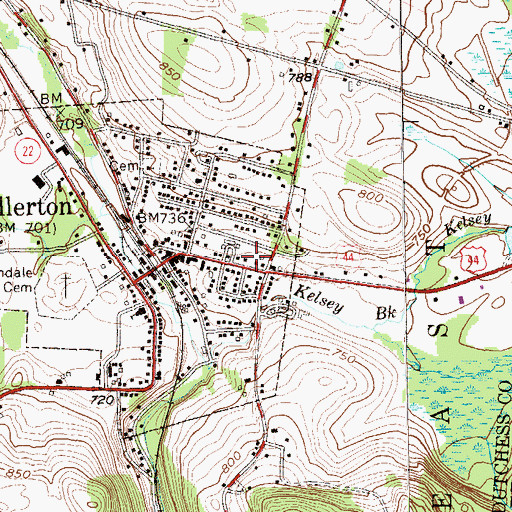 Topographic Map of North East - Millerton Library, NY