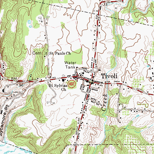 Topographic Map of Tivoli Free Library, NY