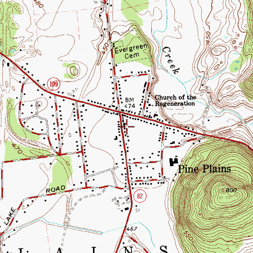 Topographic Map of Pine Plains Free Library, NY