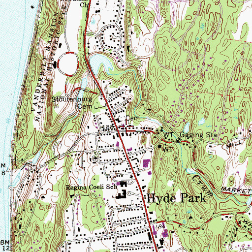 Topographic Map of Hyde Park Post Office, NY