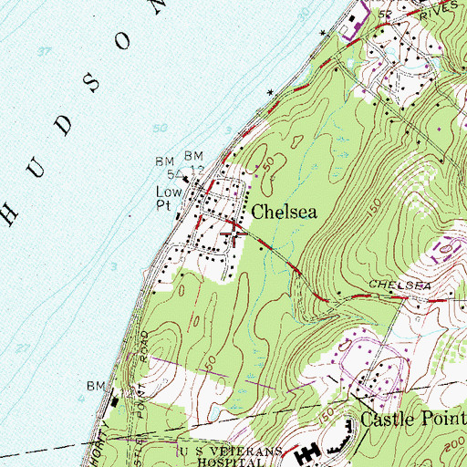 Topographic Map of Chelsea Post Office, NY