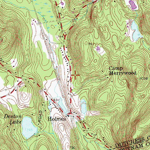 Topographic Map of Holmes Post Office, NY