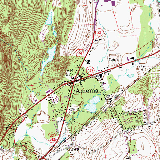Topographic Map of Amenia Post Office, NY