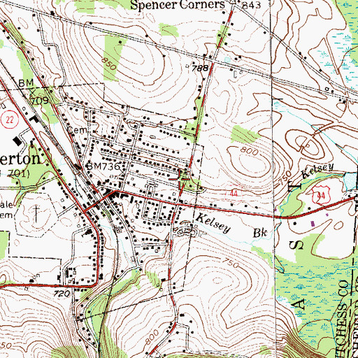 Topographic Map of Millerton Post Office, NY