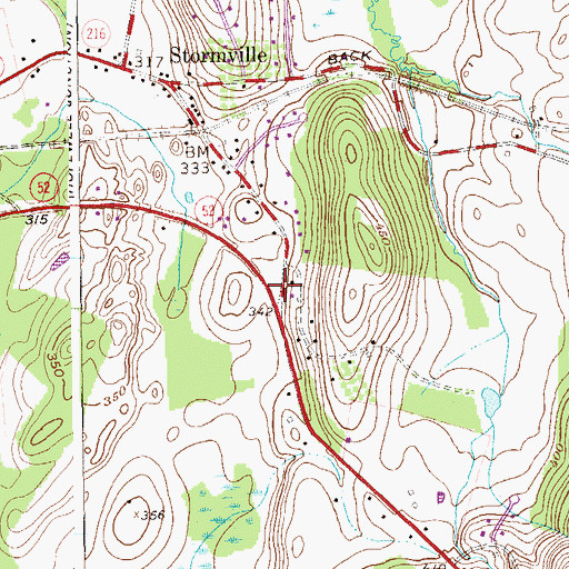 Topographic Map of Stormville Post Office, NY
