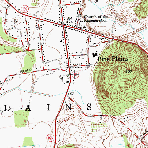 Topographic Map of Pine Plains Post Office, NY