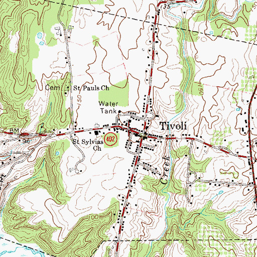Topographic Map of Tivoli Post Office, NY
