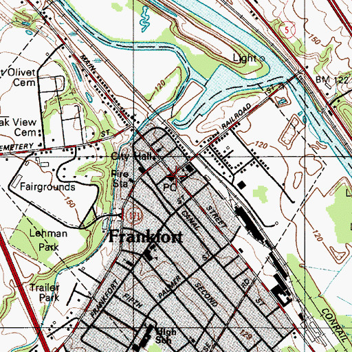 Topographic Map of Frankfort Post Office, NY