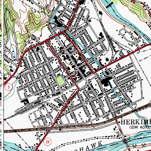 Topographic Map of Herkimer Post Office, NY