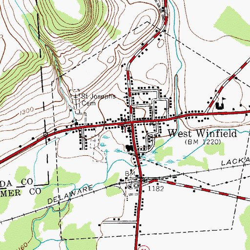 Topographic Map of West Winfield Post Office, NY