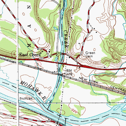 Topographic Map of East Canada Creek Bridge, NY