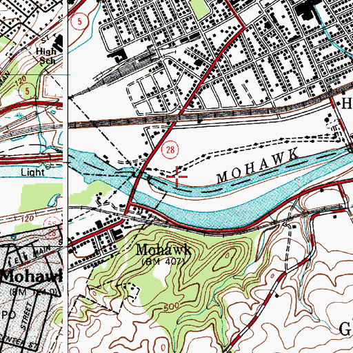 Topographic Map of Herkimer Toll Plaza, NY