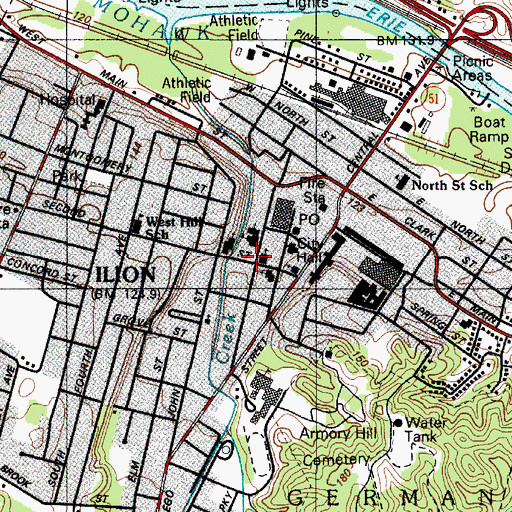 Topographic Map of Ilion Free Public Library, NY