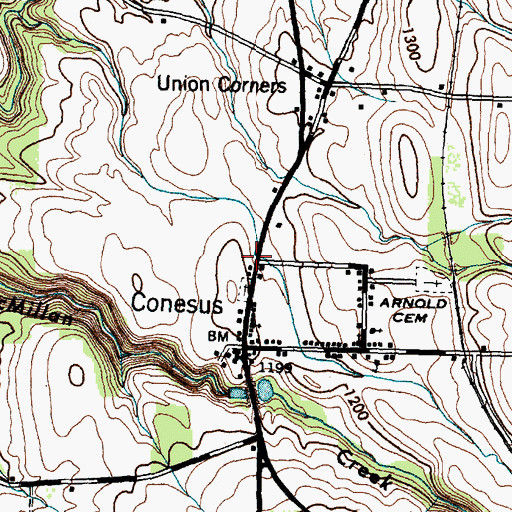Topographic Map of Conesus Post Office, NY