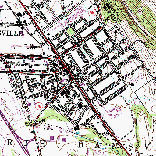 Topographic Map of Dansville Post Office, NY