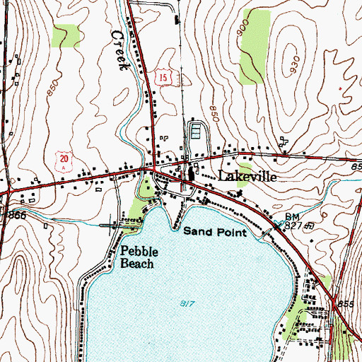 Topographic Map of Lakeville Post Office, NY