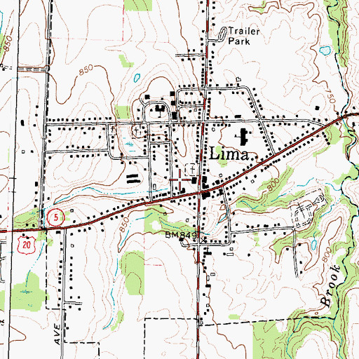 Topographic Map of Lima Post Office, NY