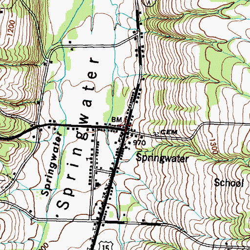 Topographic Map of Springwater Post Office, NY